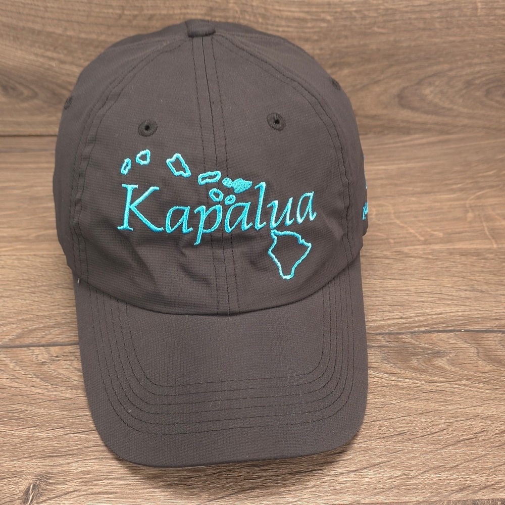 Kapalua Hawaii Hat Cap Strap Back Dark Gray Mens Golf Resort Coastal Imperial